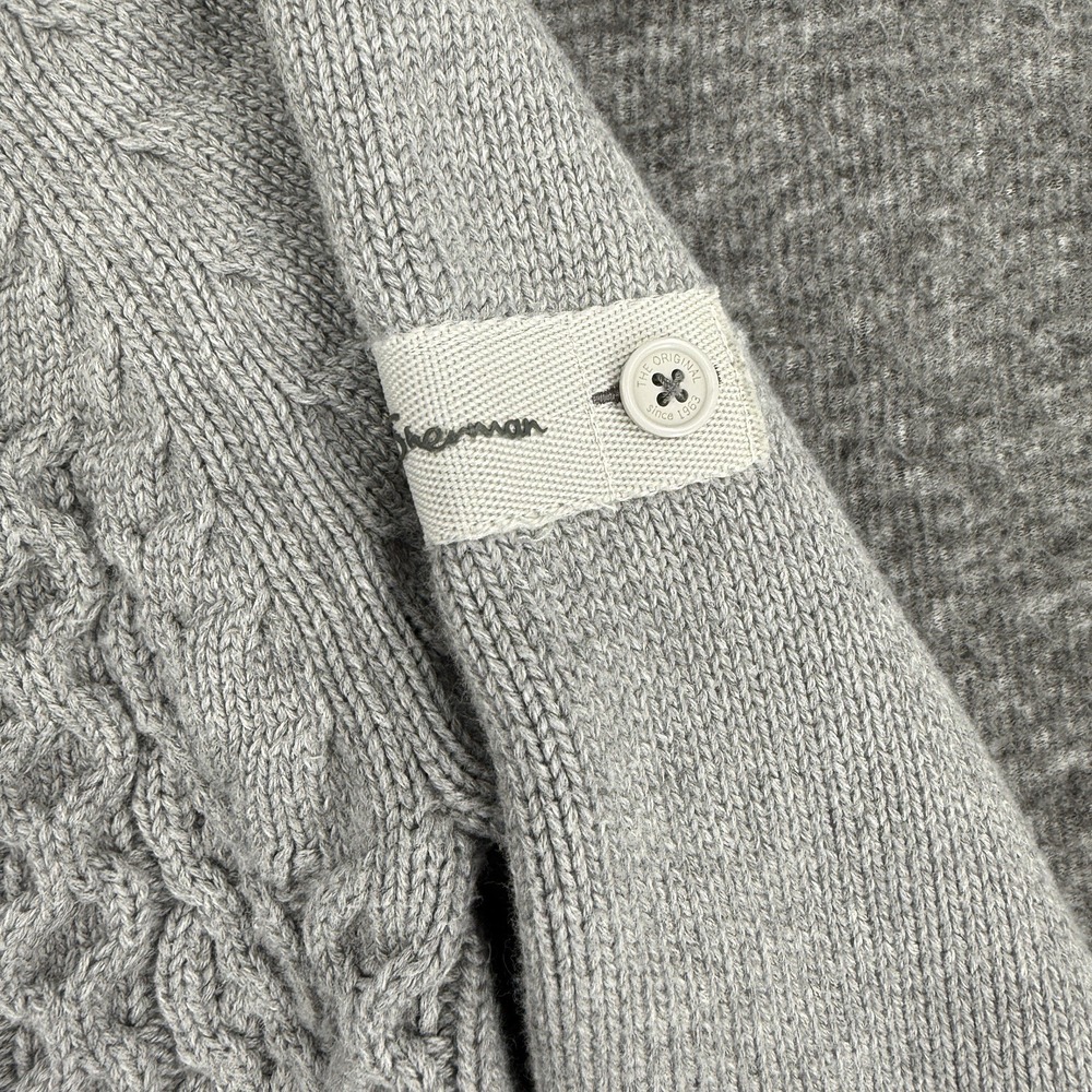 Ben Sherman Heritage Mens Gray Cable Knit Crew Neck Cotton Sweater Size Medium - Picture 3 of 9
